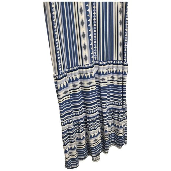 New Mlle Gabrielle Womens Size Small V Neck Sleeveless Midi A Line Dress Blue - Picture 6 of 8